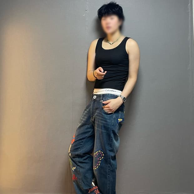 티니위니 베어 캐릭터 자수 청바지 데님팬츠 30인치 희귀 Y2K 빈티지