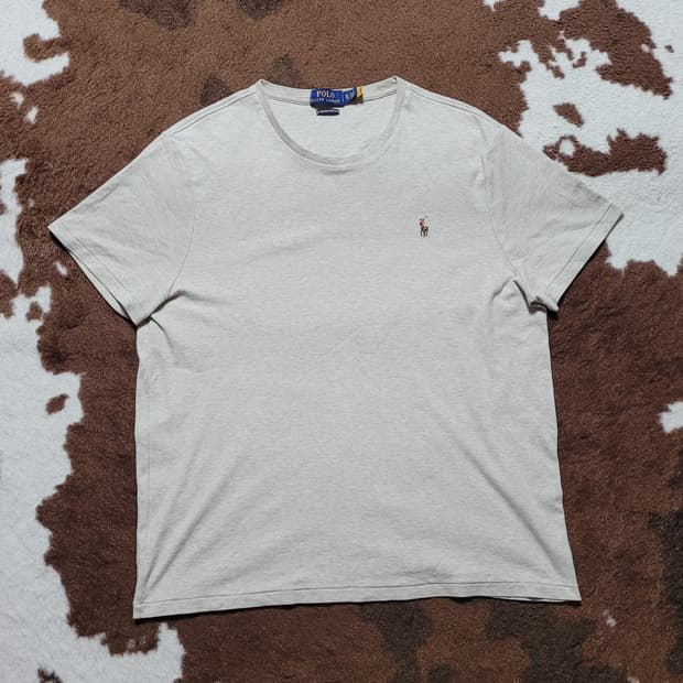 폴로 랄프로렌 남성용 아이보리 라운드 반팔티(XL)