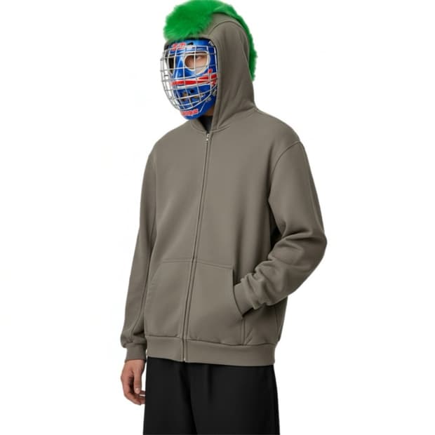 웰던11 24ss 그린 모호크헤어 오버핏 후디집업