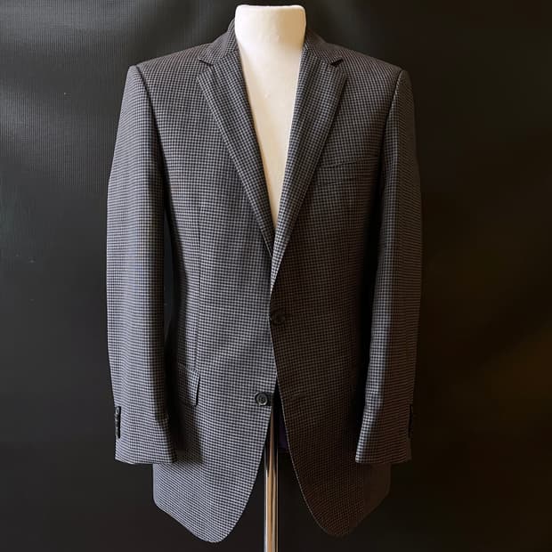 XS) HUGO BOSS Black Label 마이크로 체크 울 블레이저