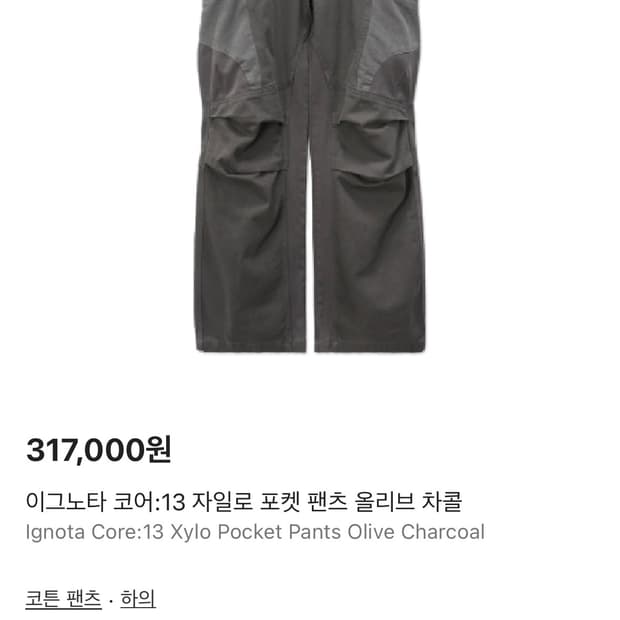 구매 이그노타 코어 13자일로 팬츠 차콜