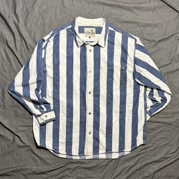 SilverTab Oversized Striped Denim Shirt
