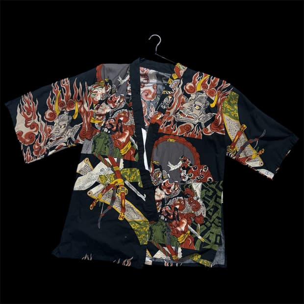 다크 그래픽 아트 하오리 가디건 