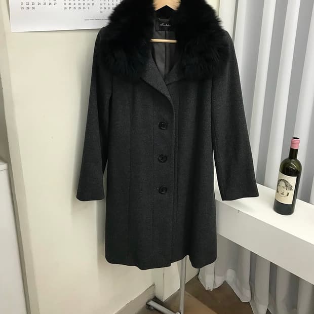 일제 캐시미어 퍼 빅카라 코트