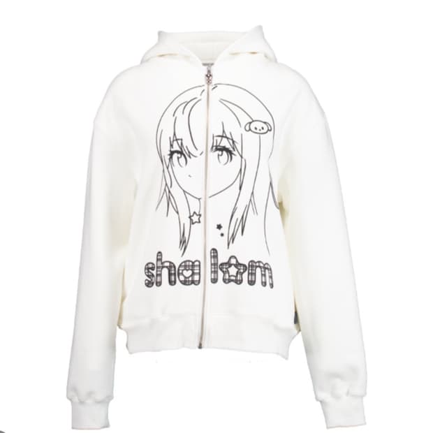샬롬클럽 고티 후드 집업 화이트