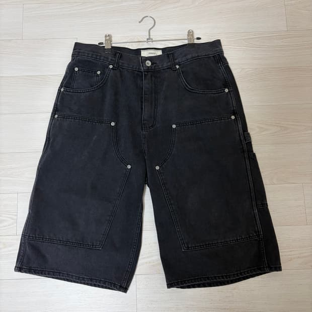 블랙아웃 피어스 더블니 쇼츠 반바지 블랙 m사이즈