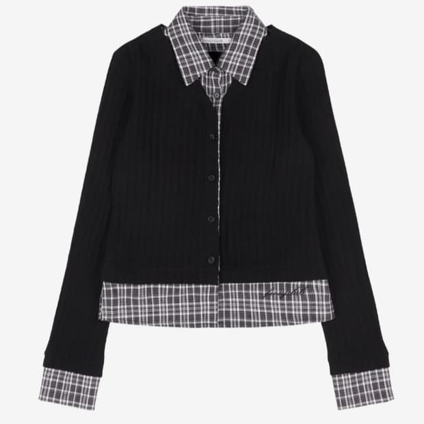 팬시클럽 체크 셔츠 레이어드 가디건