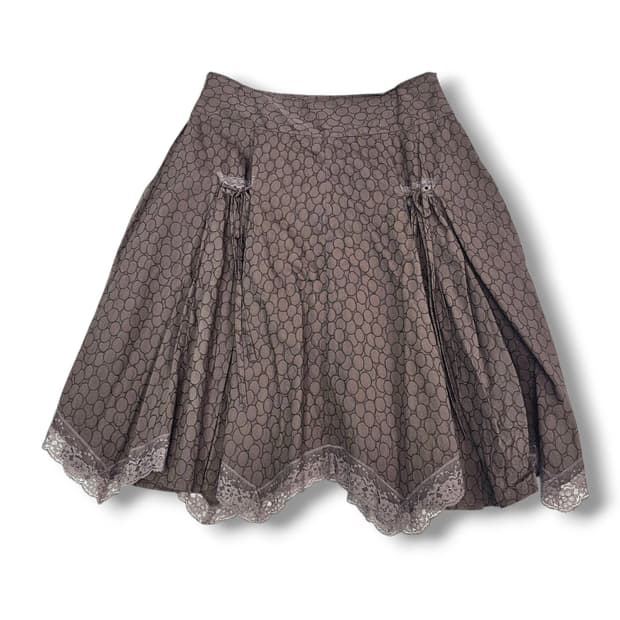 L Lace Skirt 빈티지 브라운 기하학 레이스치마