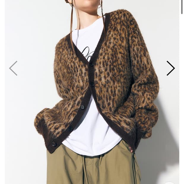 애즈이프캘리 leopard knit cardigan brown