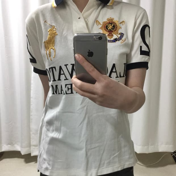 폴로 치프키프 블랙워치 폴로 팀 카라 화이트 빅포니 반팔 티