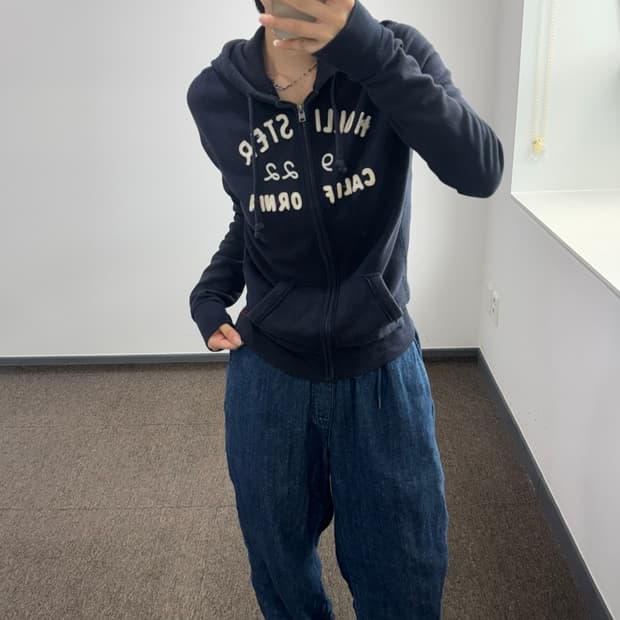 Hollister 홀리스터 스펠아웃로고 네이비 후드집업