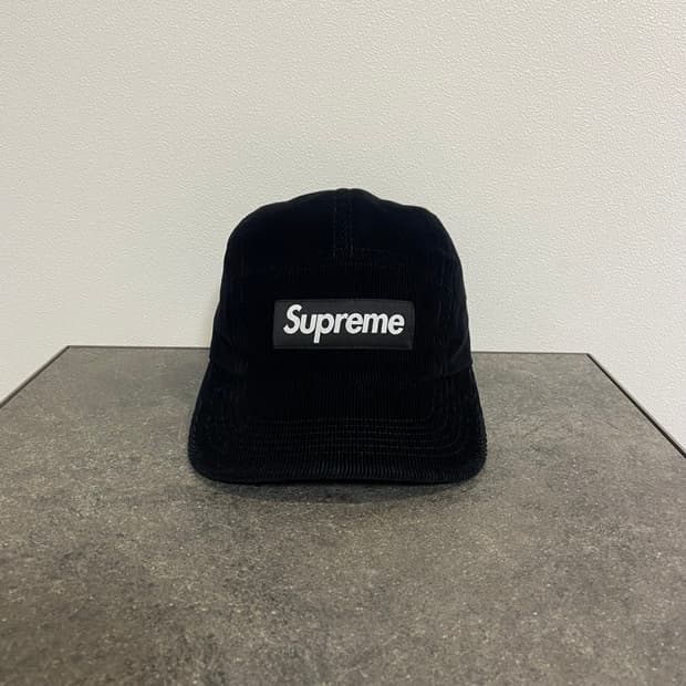 (OS) 슈프림 박스로고 캠프캡 모자 블랙 코듀로이