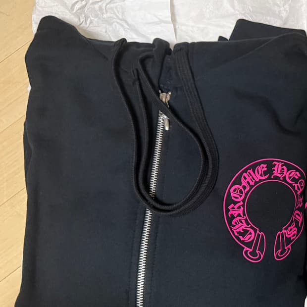 크롬하츠 홀스슈 후드집업 블랙 핑크