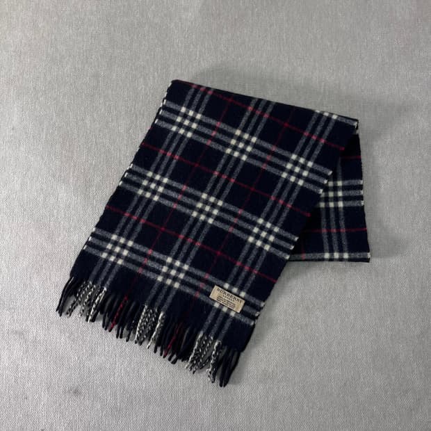 버버리 노바체크 램스울 네이비 머플러 