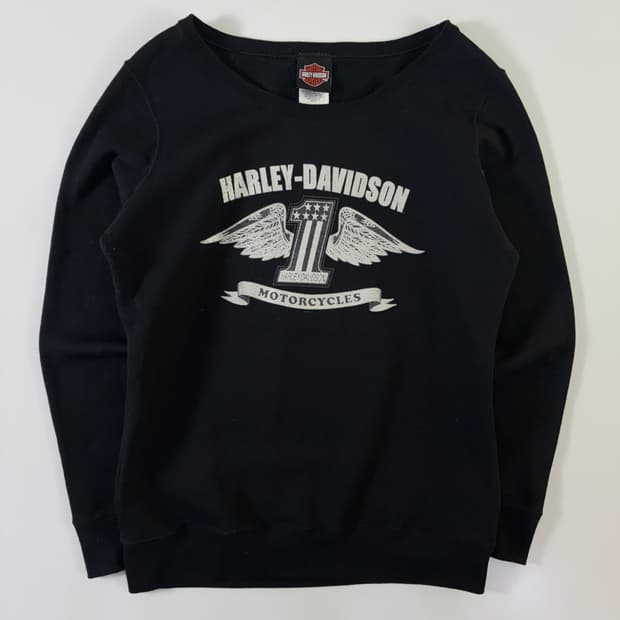 Harlyey-Davidson 할리데이비슨 레터맨 백로고 블랙 맨투맨