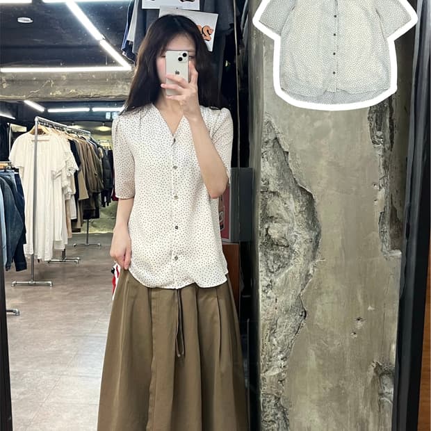 빈티지 패턴 반팔 블라우스 아이보리 #csz4092