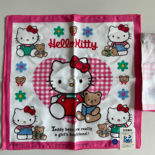 고전 헬로키티 손수건(분홍)