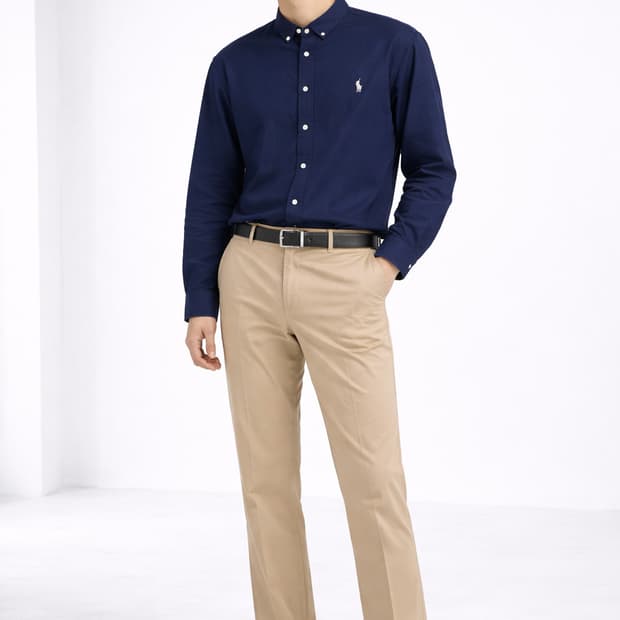 폴로 랄프로렌 페더웨이트 메쉬 밴드칼라 셔츠