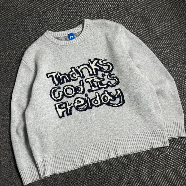 프라이 T.G.L.F 자카드 빅로고 니트 그레이y 4885