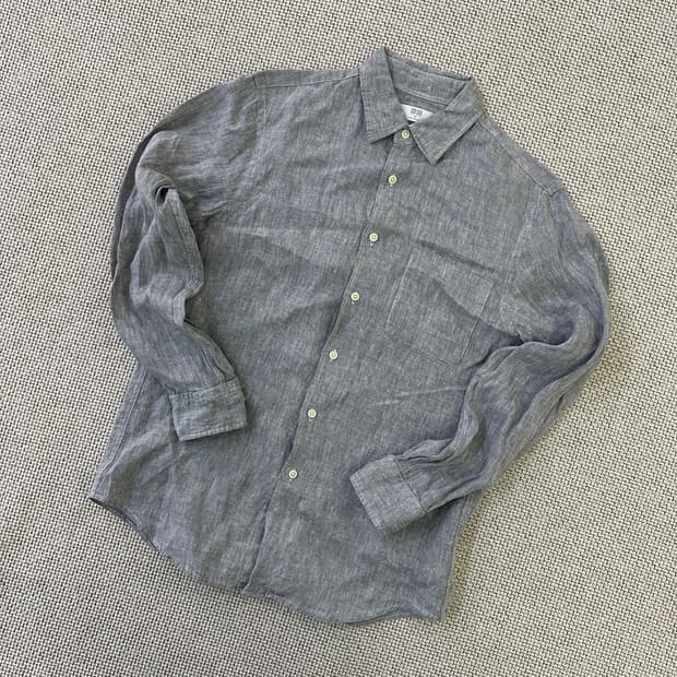 M 유니클로 그레이 린넨 셔츠 0424D