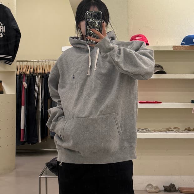 폴로 랄프로렌 플리스 그레이 후드티 U1458