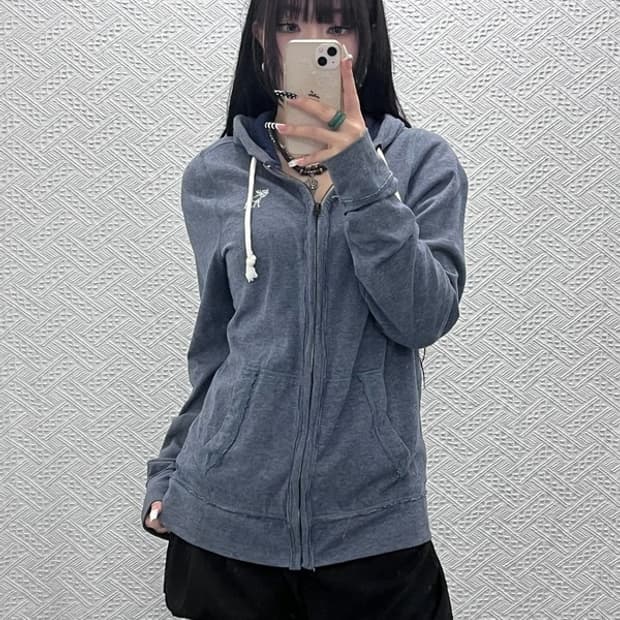 아베크롬비 올드스쿨 빈티지 딥블루 후드집업 M C10373