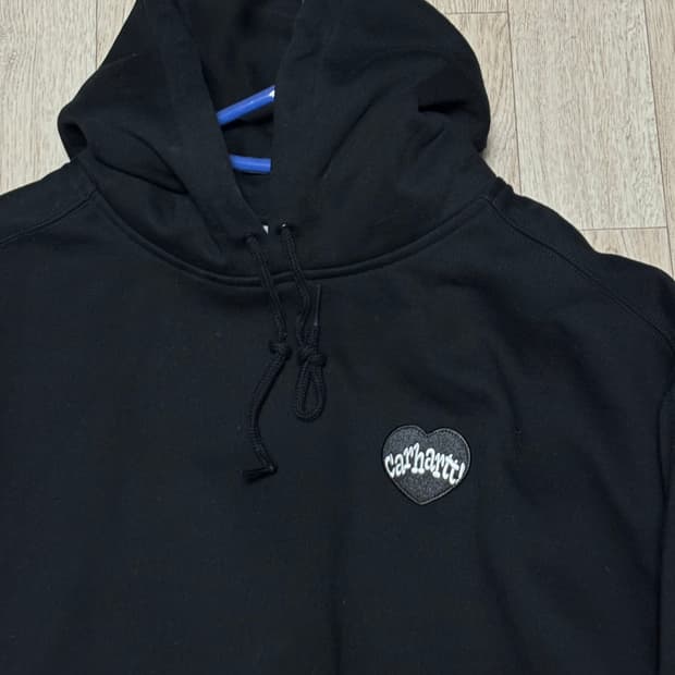 칼하트 하트 로고 블랙 후드 L