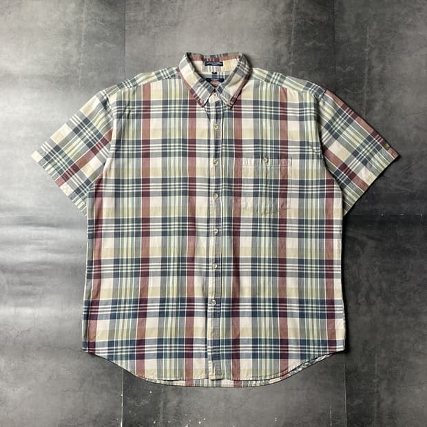 DICKIES 디키즈 빈티지 체크 다운버튼 반팔 워크셔츠 A01047