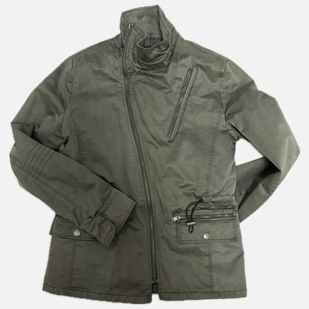 Vinatge highneck datailed khaki jacket