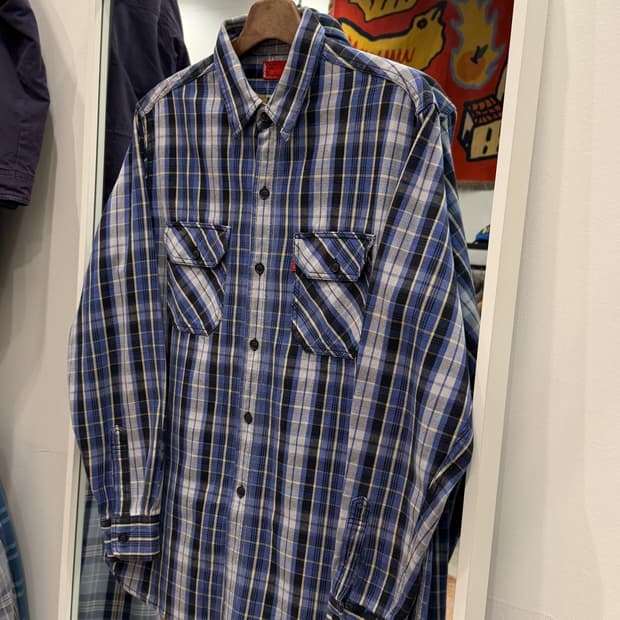 00s Levis 리바이스 헤비코튼 레드탭 체크 셔츠