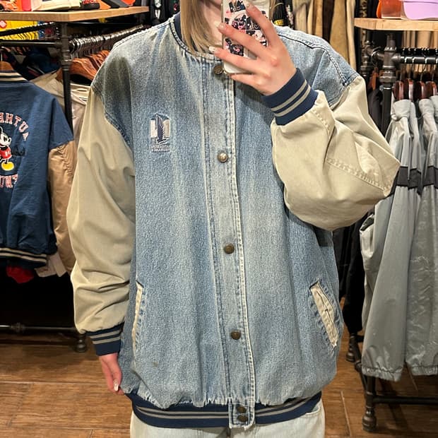 [HI] VTG 데님 바시티 자켓 연청