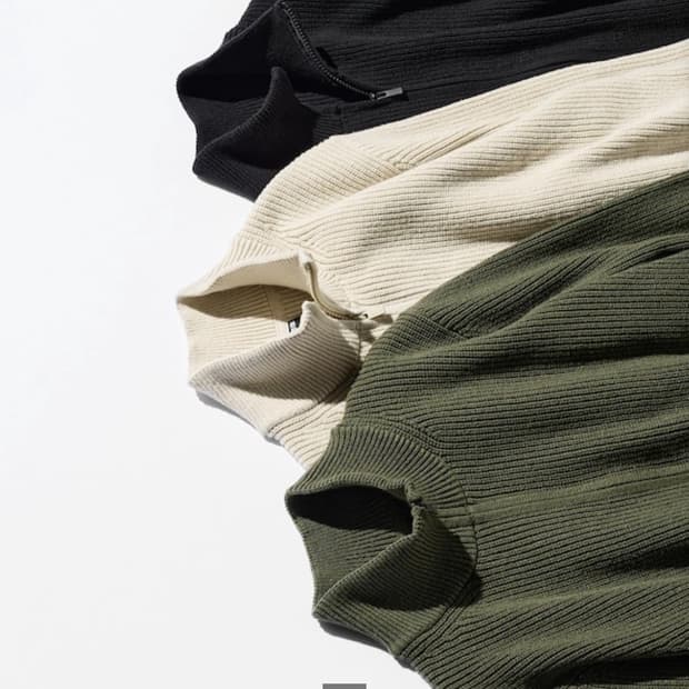 유니클로 미들게이지 풀집 스웨터 베이지 L