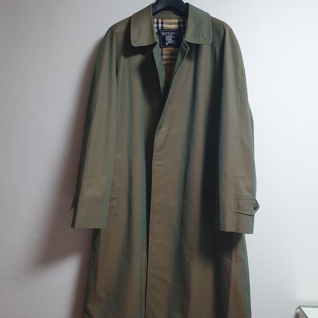 버버리 재팬라이선스 빈티지 발마칸 코트 올리브 브라운 / 100
