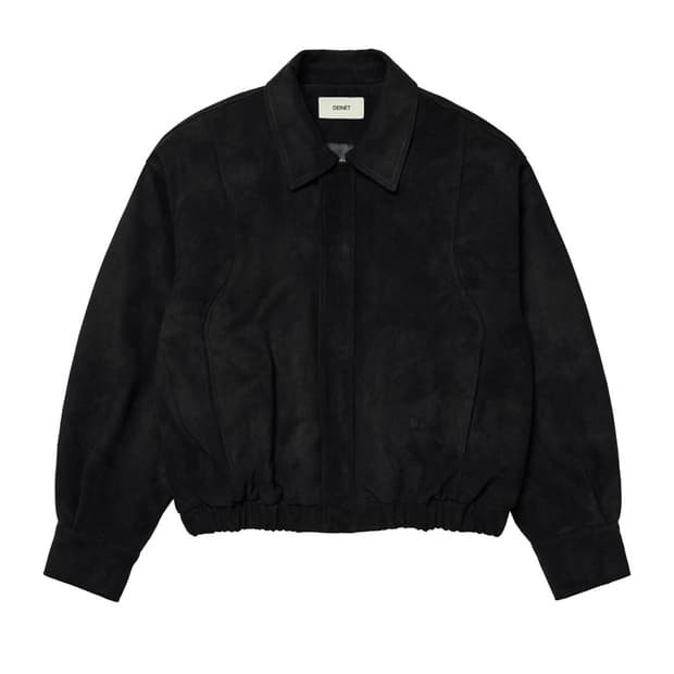 다이닛 FAUX SUEDE BOMBER JUMPER IN BLACK