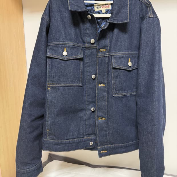 스투시 라인드 데님 트러커 자켓 린스드 인디고