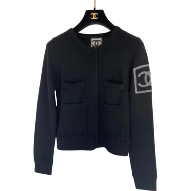 [감정서 발급] 샤넬 로고 울집업 가디건
