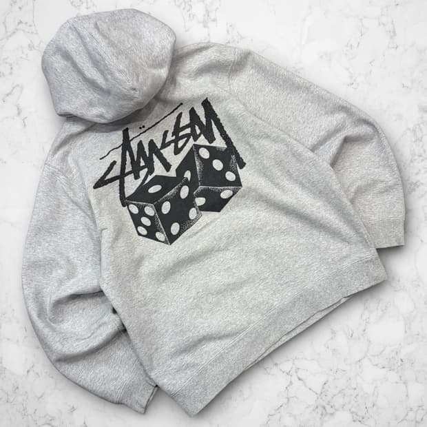 [L] 스투시 다이스 백 프린트 후드티 회색 C519