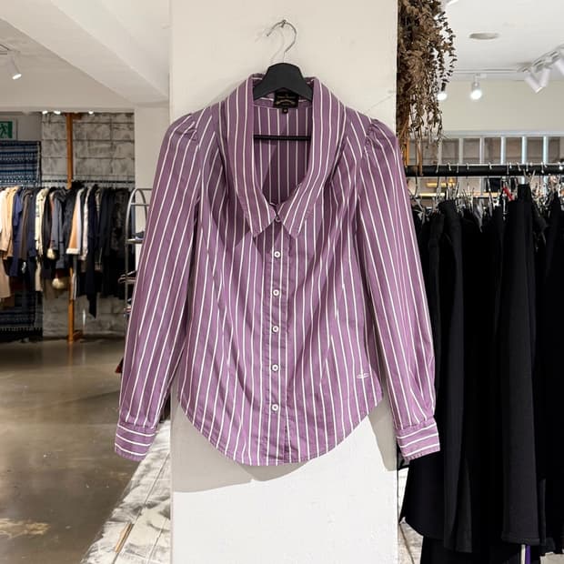 비비안웨스트우드 퍼플 스트라이프 카라 셔츠