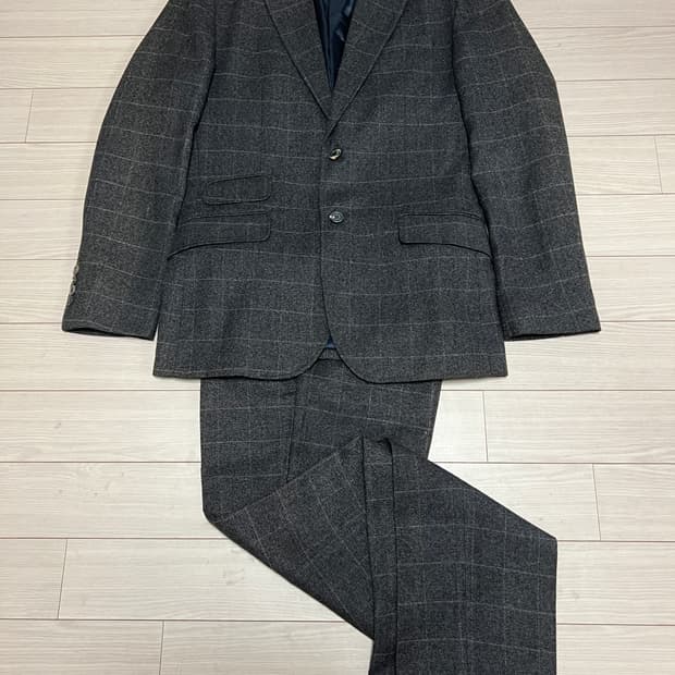 울 헤비원단 체크 셋업 수트 (자켓+팬츠) / 48