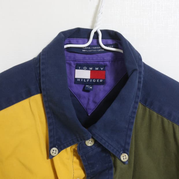 토미 힐피거 컬러블록 패치워크 셔츠