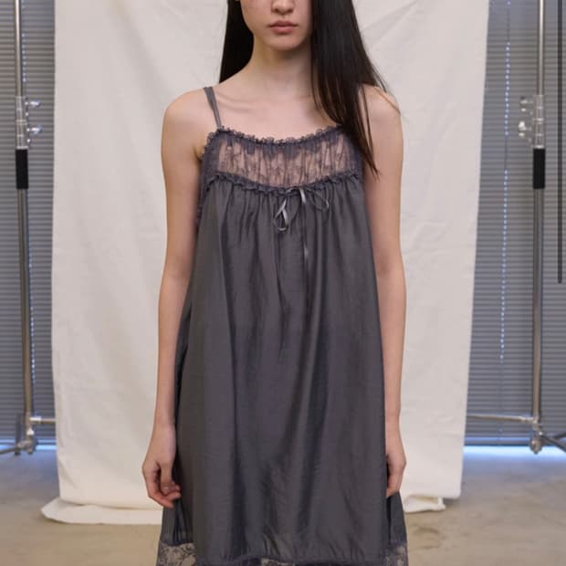 Picky society Lace Ribbon Dress 차콜