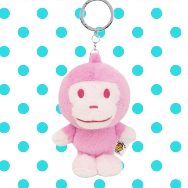 베이프 베이비 마일로 플러시 돌 키체인 라이트 핑크