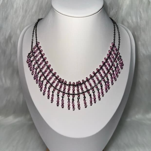 오리엔탈 고스펑크 핑크 초커 목걸이