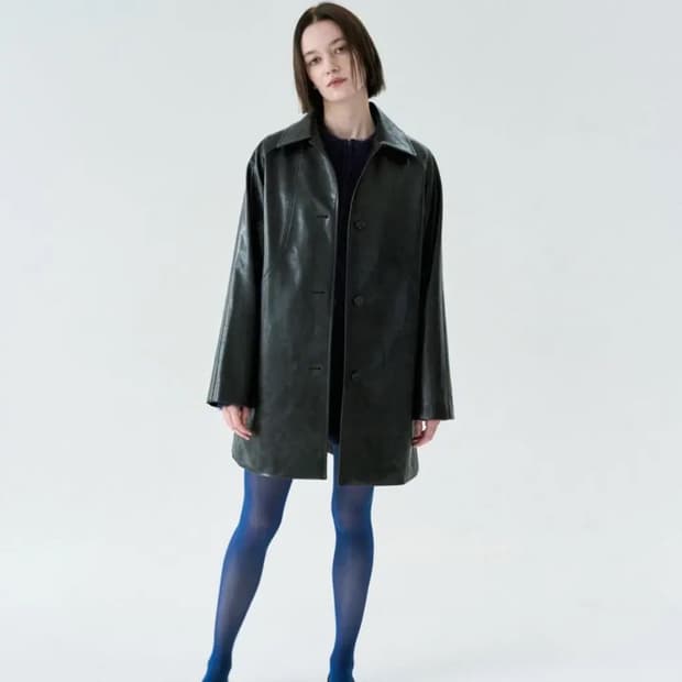 휘 hwi rough leather jacket 레더자켓, 레더 카코트