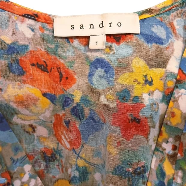 산드로(Sandro) 수채화 플라워 셔링 원피스 (1)