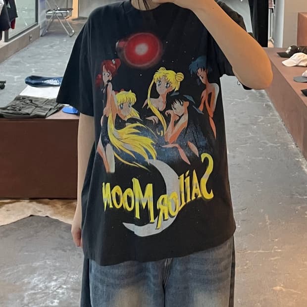 USA 오리지날 빈티지 세일러문 프린팅 아카이브 반팔 H2445