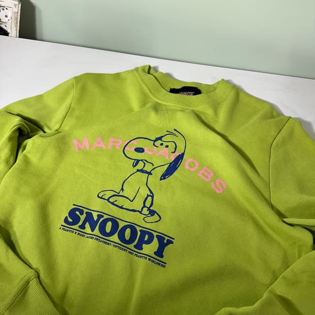 택달린새것 M 마크제이콥스 X 더피넛 오버핏 옐로우그린 스웻셔츠 맨투맨