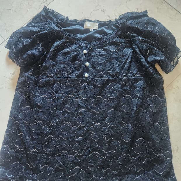 빈티지 진주 반팔 블라우스