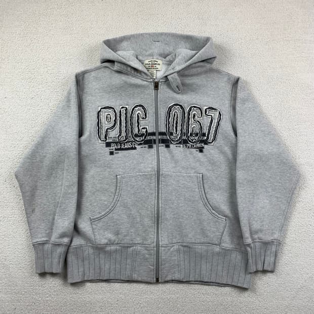 00s 폴로 진스 컴퍼니 빈티지 로고 후드집업 그레이