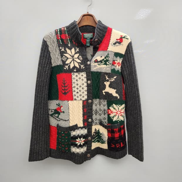 폴로 랄프로렌 패치워크 램스울 가디건